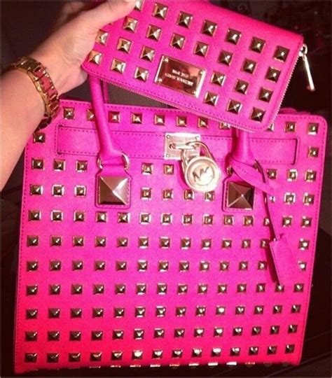 michael kors pink studded hamilton tote
